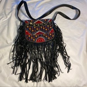 Crossover fringe boho chic purse festival bag